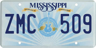 MS license plate ZMC509