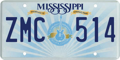 MS license plate ZMC514
