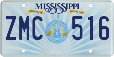 MS license plate ZMC516