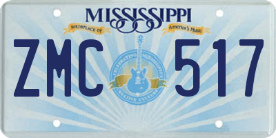 MS license plate ZMC517