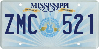 MS license plate ZMC521