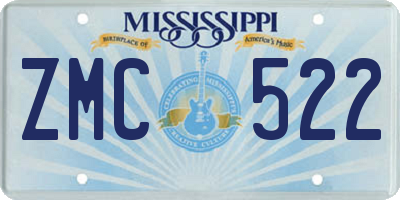 MS license plate ZMC522