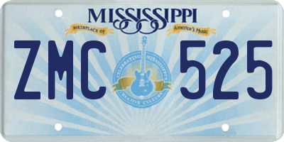 MS license plate ZMC525