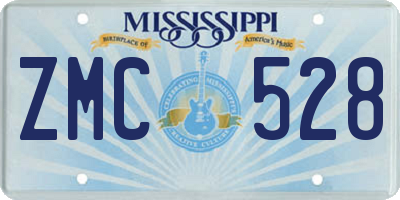 MS license plate ZMC528