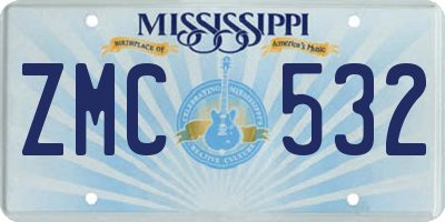 MS license plate ZMC532