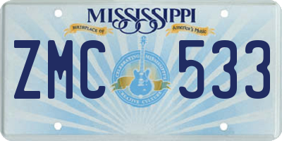 MS license plate ZMC533