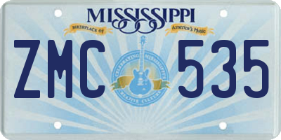 MS license plate ZMC535