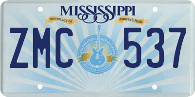 MS license plate ZMC537