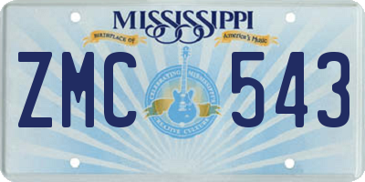 MS license plate ZMC543