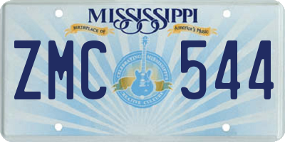 MS license plate ZMC544