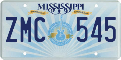 MS license plate ZMC545