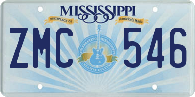 MS license plate ZMC546