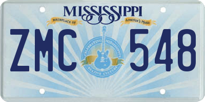 MS license plate ZMC548