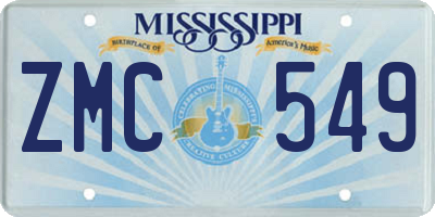 MS license plate ZMC549