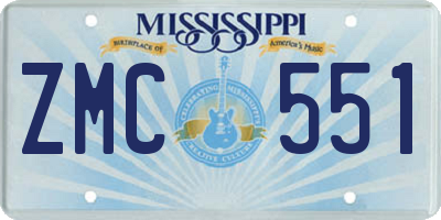 MS license plate ZMC551