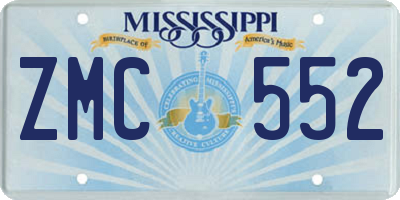 MS license plate ZMC552