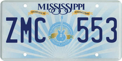 MS license plate ZMC553
