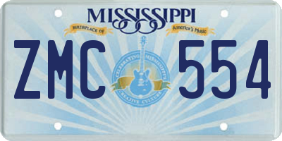 MS license plate ZMC554