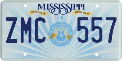 MS license plate ZMC557