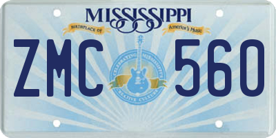 MS license plate ZMC560