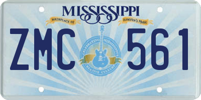 MS license plate ZMC561