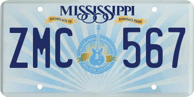 MS license plate ZMC567