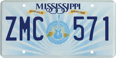 MS license plate ZMC571