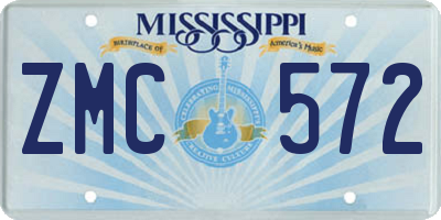 MS license plate ZMC572