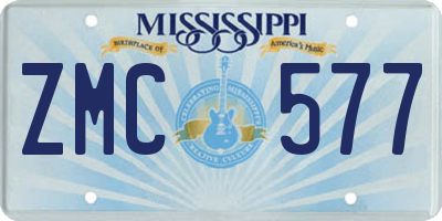 MS license plate ZMC577