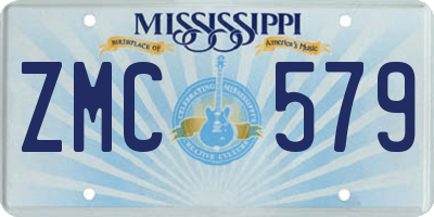 MS license plate ZMC579