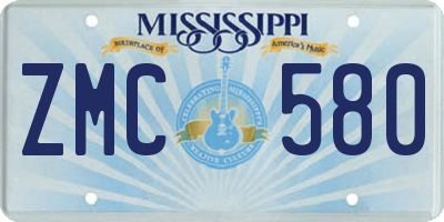 MS license plate ZMC580