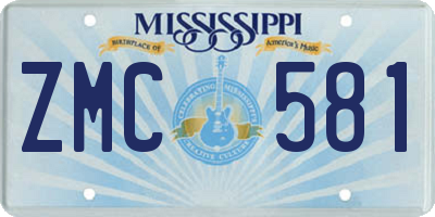 MS license plate ZMC581