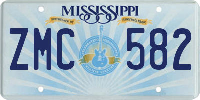 MS license plate ZMC582