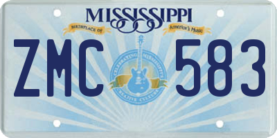 MS license plate ZMC583