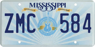 MS license plate ZMC584