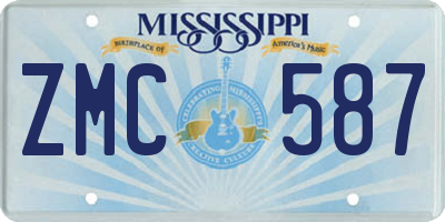 MS license plate ZMC587