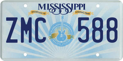 MS license plate ZMC588