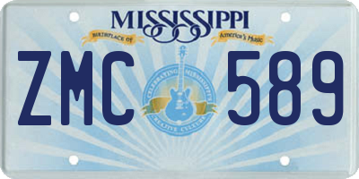 MS license plate ZMC589
