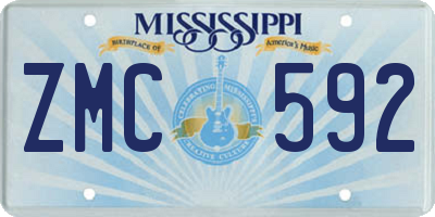 MS license plate ZMC592