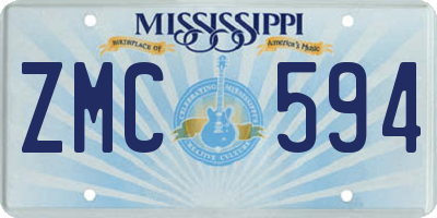 MS license plate ZMC594