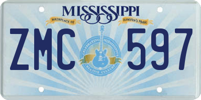 MS license plate ZMC597
