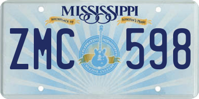 MS license plate ZMC598