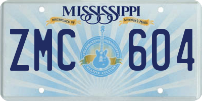 MS license plate ZMC604