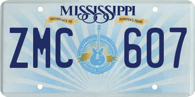 MS license plate ZMC607