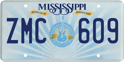 MS license plate ZMC609