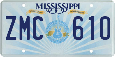 MS license plate ZMC610