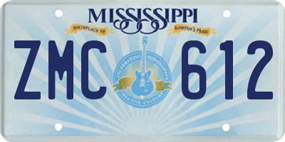 MS license plate ZMC612