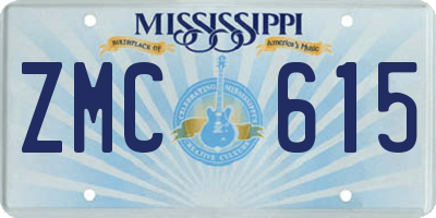 MS license plate ZMC615