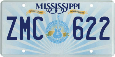MS license plate ZMC622