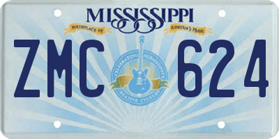 MS license plate ZMC624